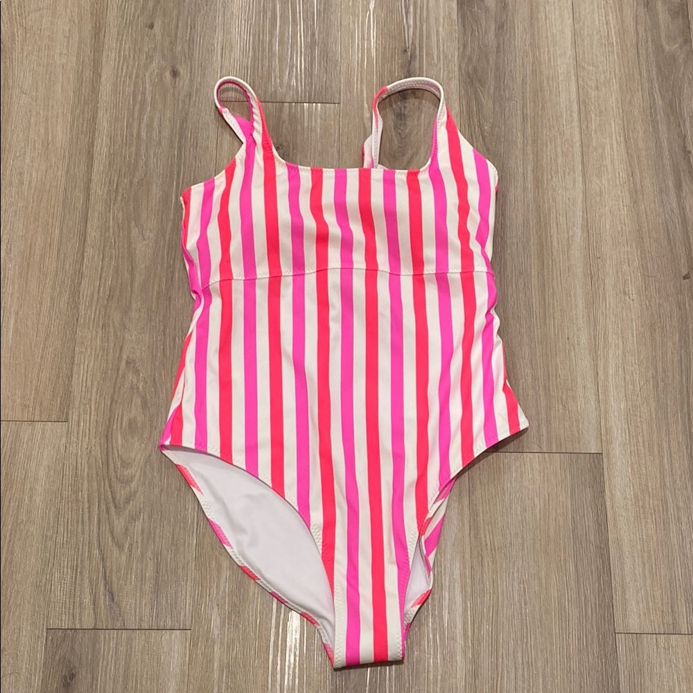 NWT Fabletics Pink & White Stripe One-Piece Swimsuit
